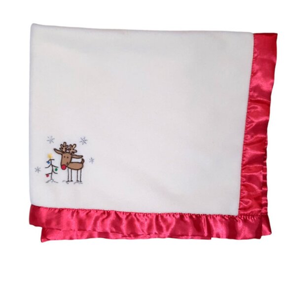 Cutie Pie Rudolph The Red Nosed Reindeer Christmas Lovey Blanket 30" X 29" - Picture 1 of 4